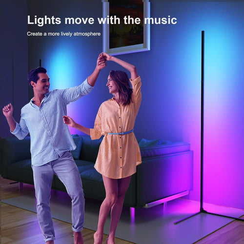 Corner Floor Lamp, RGB LED Corner Lamp with Music Sync, St, LED Lamp with 16 Million Colors for Bedroom